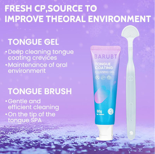 Oral Tongue Cleaner Fresh Gel - Gentle Care Gel with Tongue Brush, Deep Cleaning & Long-Lasting Fresh Breath