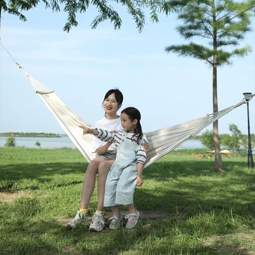 Camping Hammock Thickened Durable Fabric Canvas Single Hammocks Travel Swing Chair Hanging Bed Double Outdoor Hammock with Bag