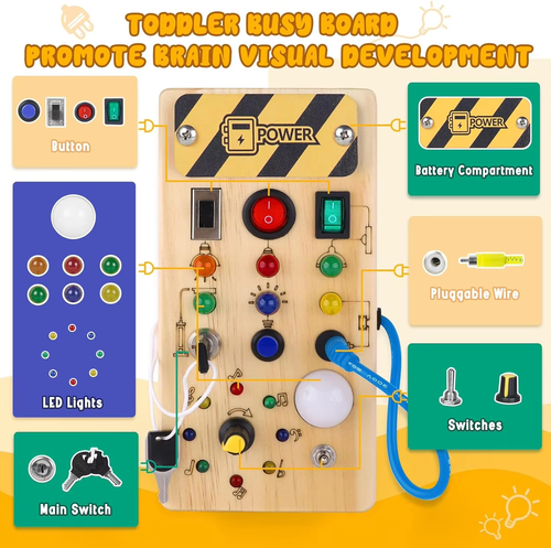 Kids Remote Control Led Lights Busy Board Montessori Toy Socket Switch Recording Sensory Game Travel Activities Educational Toys