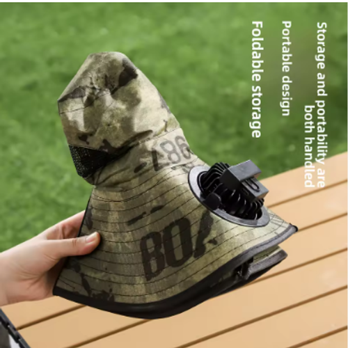 Portable Solar Powered Wearable Brimmed Fisherman Hat with 300mAh Battery USB Chargeable Mini Fans 3 Speed Modes