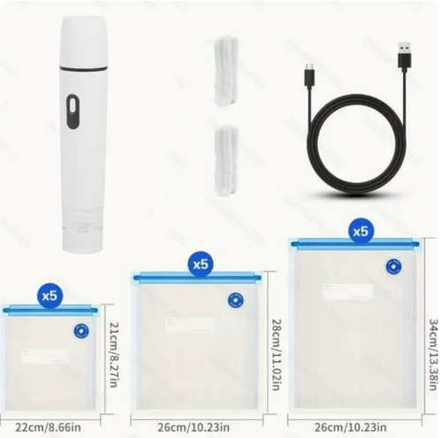 Portable Electric Vacuum Sealer 250ml Food Storage Pump With Rechargeable Battery for Food Containers and Bags With 15 Vacuum Bags