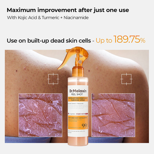 Kojic Acid Turmeric Exfoliating Spray 200ml | Body Keratin Care | Gentle Exfoliation | Leaves Skin Radiant