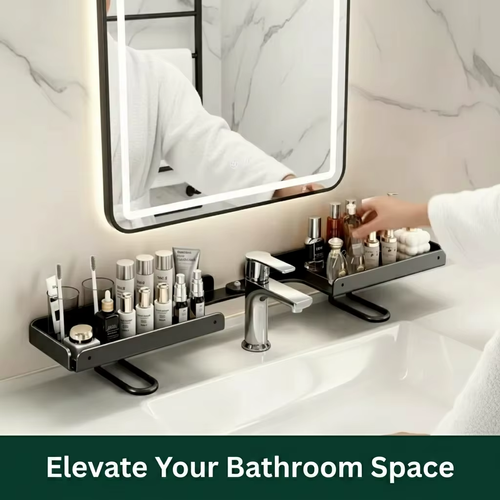 Vertical Faucet Storage Rack for Washing, Bathroom Countertop Mirror Foldable Storage Rack, Bathroom Cosmetic Organizer