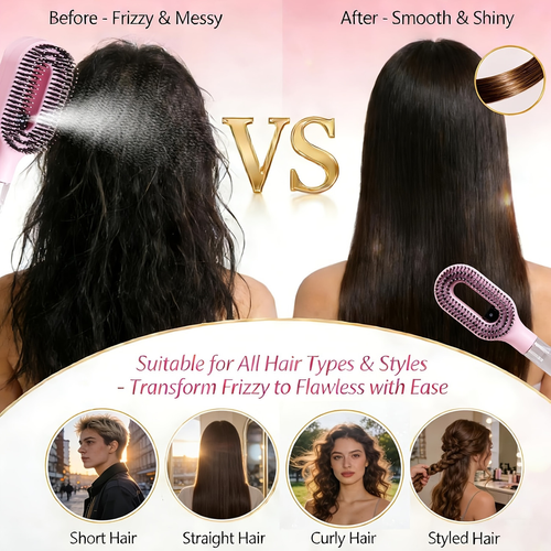Smart Home Misting Detangling Hair Brush with Water Spray Painless Knots Remover for Severely Curly Hair