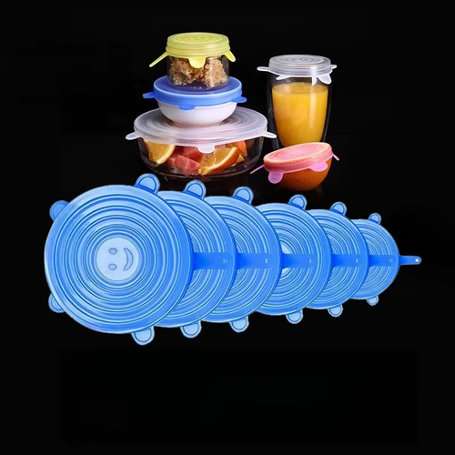 Five Sets Of Six Reusable Seal Stretch Covers Lids Food Grade Silicone Lid Tapas De Silicon Adjustable Keep Fresh Cup Lid