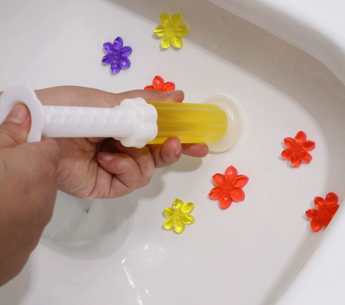 Flower Gel Detergent Natural Fragrance Toilet Cleaner : Deodorizer Bowl Detergent with Syringes