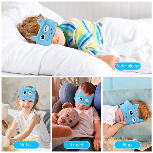 Kids' Sleep Mask Headphones – Bluetooth 5.0 Stereo Music Player with Hands-Free Support – Soft Musical Headband – Sleep Aid
