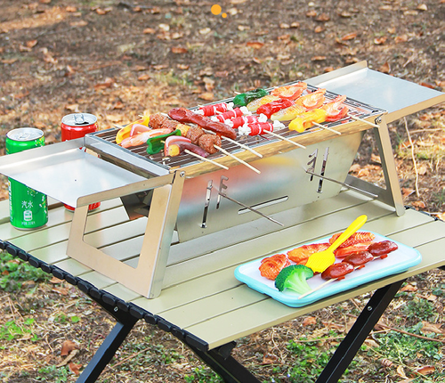Thick Stainless Steel Folding BBQ Grill, Portable Home Meat Roasting Rack, Durable and Easy to Use, Perfect for Grilling Outdoor Cooking