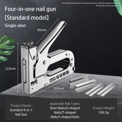 3 in 1 Staple Gun, 1 Count Extra Heavy Duty Staple Gun with 600pcs Staples, Multifunctional Upholstery Stapler for Fixing Material, Decoration, Carpentry, Furniture, Door and Window