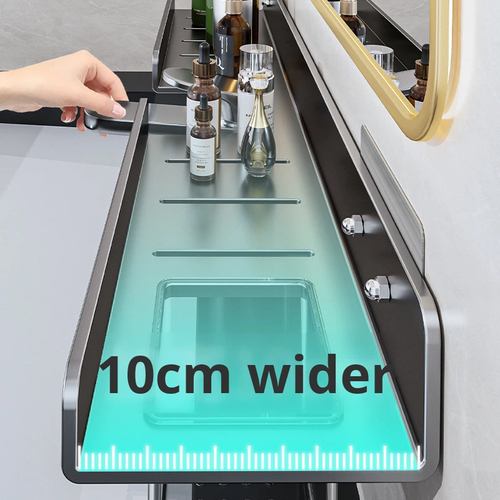 Modern Simple Grey Aluminum Single Layer Over-the-Mirror Bathroom Shelf Toilet Faucet Washbasin Sink Wall-Mounted No-Drill Rack