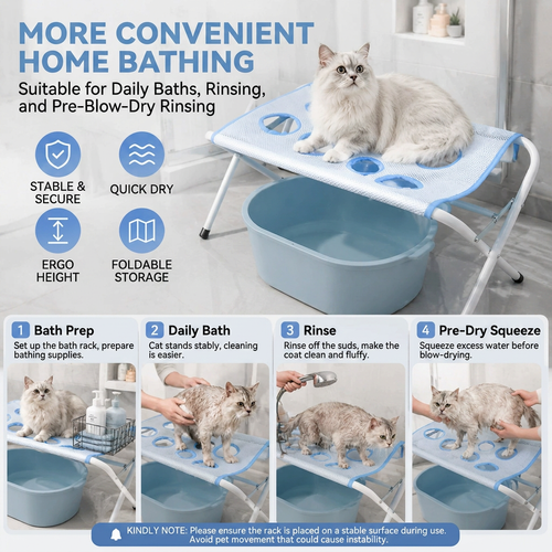 Home Salon Pet Beauty Care Station Portable Foldable Anti Bite & Cratch Pet Washing Grooming Table for Small Dogs Cats