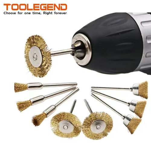 9PCS Handle Installation End Brush with Knotted Wire Brush Set, Used for Cleaning Rust, Drill Bits, and Removing Paint