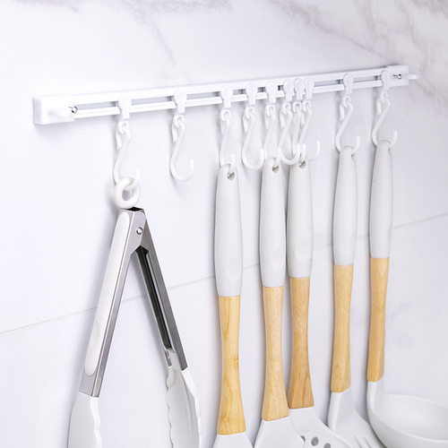 No-Drill Cabinet Door Storage Rack for Kitchen Tools, Belts, and Hats Kitchen Sliding Track Hook