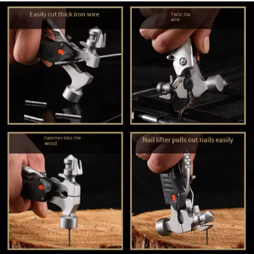 New Design Camping Hammer Multitool with Flashlight Best Camping Accessories with Plier Knife Bottle Opener Saw