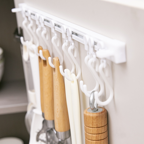 No-Drill Cabinet Door Storage Rack for Kitchen Tools, Belts, and Hats Kitchen Sliding Track Hook