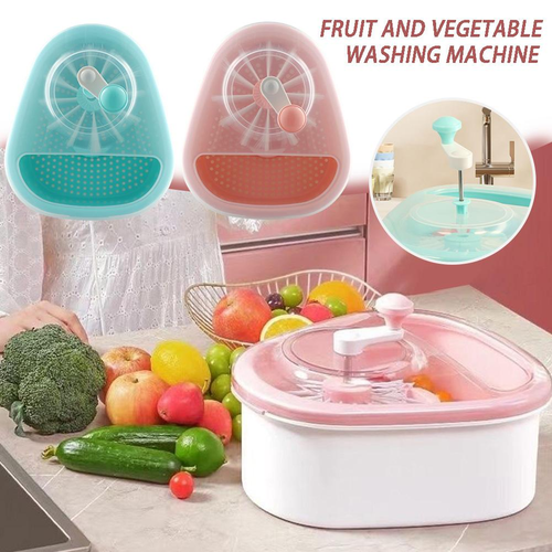 Fruit Vegetable Washing Machine Fruit Washing Spinner Device Vegetable Cleaner Device with Spin Scrubber Brush for Home Kitchen,Blue
