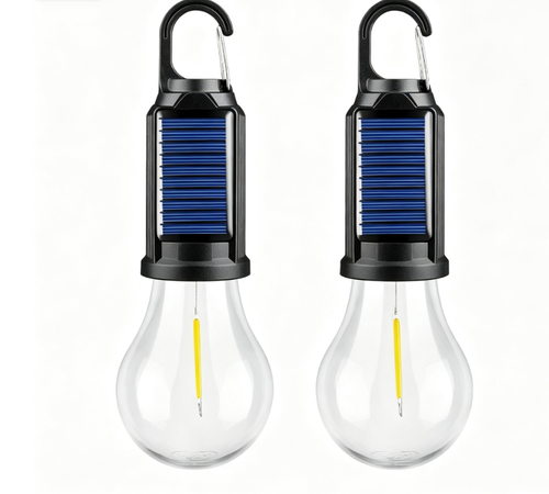 Solar Powered LED Outdoor Camping Lantern USB Charging Waterproof BBQ Atmosphere Light with ABS Materials Two Per Set