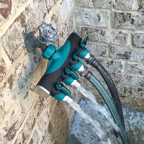 New Style Home Use Faucet Water Pipe 4-Way Splitter Metal Garden Hose Water Splitter Independent Valve Nipple Connector