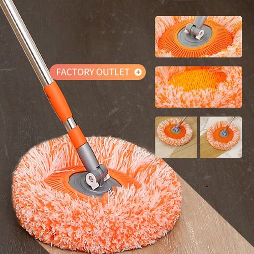 Sunflower Dust Removal Chenille Round Telescopic Handle Multifunctional Household Dust Mop