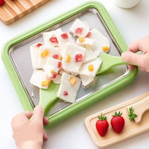 DIY Ice Cream Roll Maker Easy DIY Versatile Summer Instant Rolled Ice Cream Maker Ice Cream Cold Plate for Yogurt Sorbet Two Per Set Pink And White