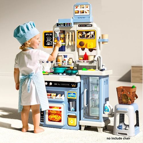 Newest Multifunctional Plastic Big Spray Kitchen Set Toy Pretend Play Real Cooking Set Food Children Kitchen Game Toy for Kids