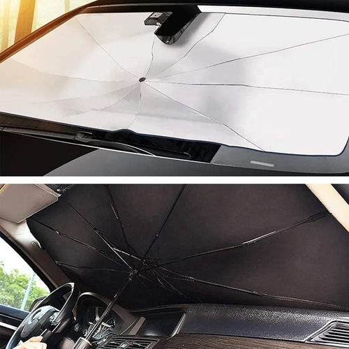 New Umbrella Car Sunshade V Shaped Opening Turning Laser Coating Fold Windshield Front Window Windscreen Pvc Foldable Shade