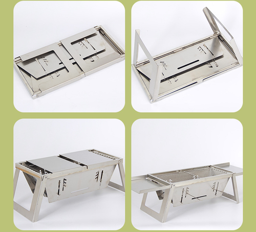 Thick Stainless Steel Folding BBQ Grill, Portable Home Meat Roasting Rack, Durable and Easy to Use, Perfect for Grilling Outdoor Cooking