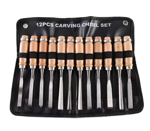 12 PCS Set Carpenter Tools Manual Root Carving Wood Carving Knife Woodworking Chisel With Wooden Handle