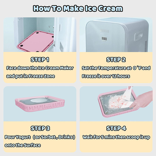DIY Ice Cream Roll Maker Easy DIY Versatile Summer Instant Rolled Ice Cream Maker Ice Cream Cold Plate for Yogurt Sorbet Two Per Set Pink And White