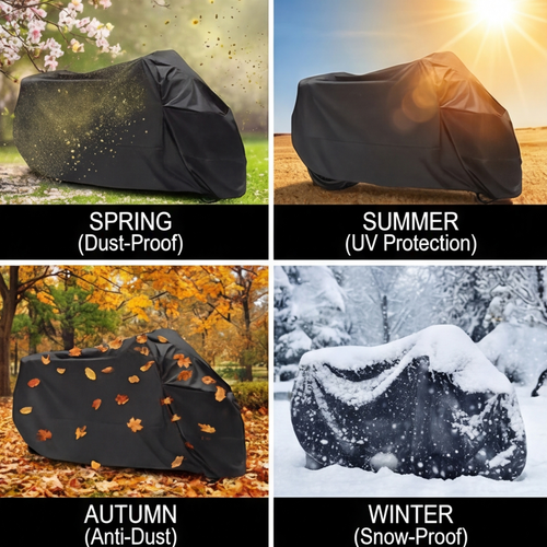 Heavy Duty Waterproof Motorcycle Cover 300D Outdoor Motorbike Cover UV Rain Snow Protection All Season