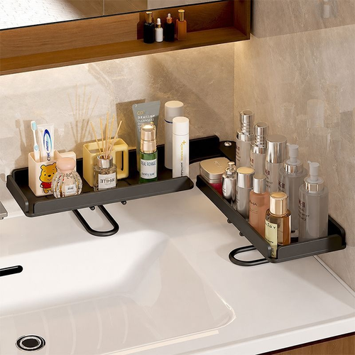 Vertical Faucet Storage Rack for Washing, Bathroom Countertop Mirror Foldable Storage Rack, Bathroom Cosmetic Organizer