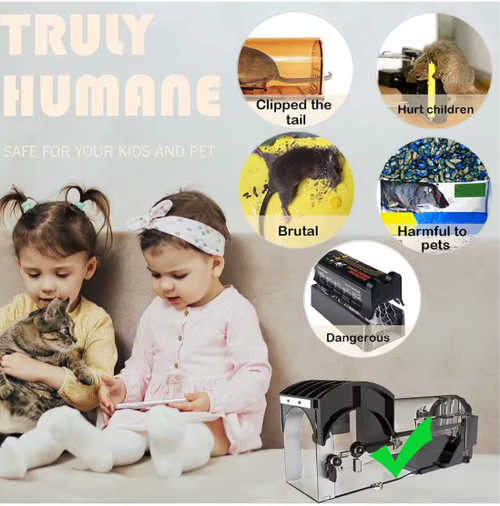 New Automatic Rat Trap Cage Short Green Type High Efficiency Mouse Catcher for Rodent Control Pest Management Indoor Outdoor Use
