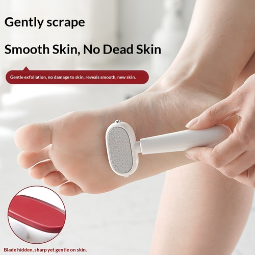 2-in-1 Portable Foot File with Dual Sides, Stainless Steel Blade&Fine Grit Surface Mini Callus Remover for Heel&Dead Skin Paired As One Red And One Blue.