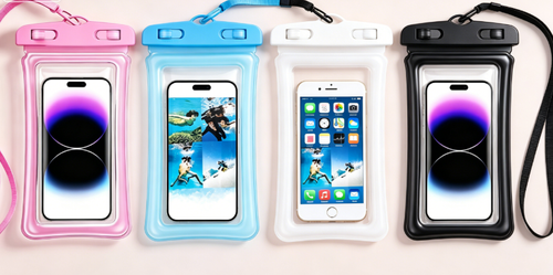 Sports Luxury Universal Clear PVC Touchable Dry Protective Waterproof Mobile Phone Bag with Strap Value 4-Pack