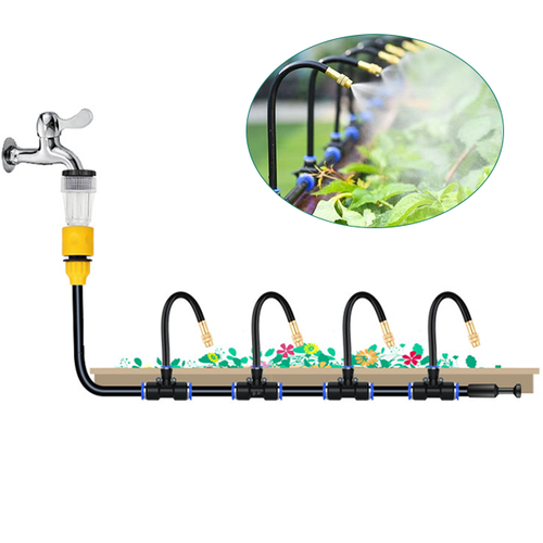 360° Rotating Integrated Automatic Watering Device 12mm Atomizing Irrigation System and Drip Irrigation Kit  features an adjustable hose for convenience and water efficiency.
