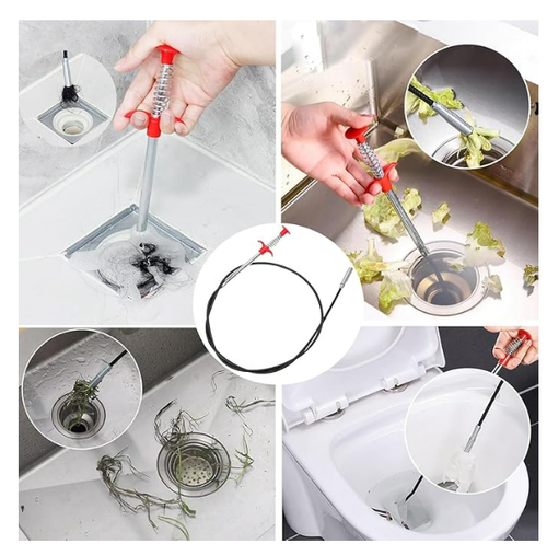 Flexible Drain Snake with Grabber Claw for Sink Toilet Gutter Clog Removal in Tight Spaces