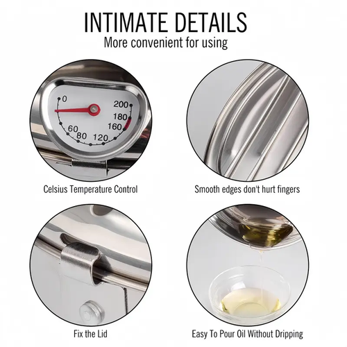 Stainless Steel Deep Frying Pan with Lid, 1 Count Non-stick Deep Fryer with Oil Drip Filter Rack for Fried Chicken