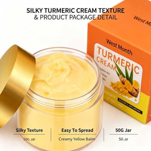 Natural Turmeric Facial Cream Mild Plant Extract Brightening Moisturizing Anti-Acne Even Tone Soft Skin Daily Facial Care Cream Two Per Set