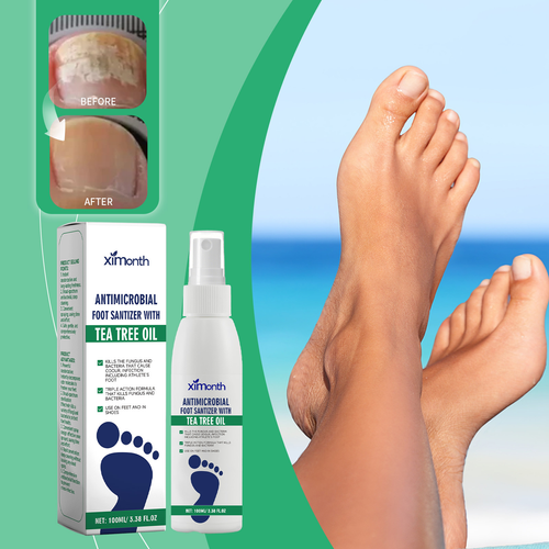 Foot Care Tea Tree Oil Moisturizing Antimicrobial Foot Sanitizer Fungus Itching Sweaty Bad Odor Removing Foot Deodorant Spray 100ml