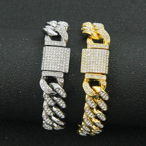 New Cuban Link  Bangle Bracelet For Men Women Fashion Silver and Gold plated Bracelet Jewelry 8 Inch