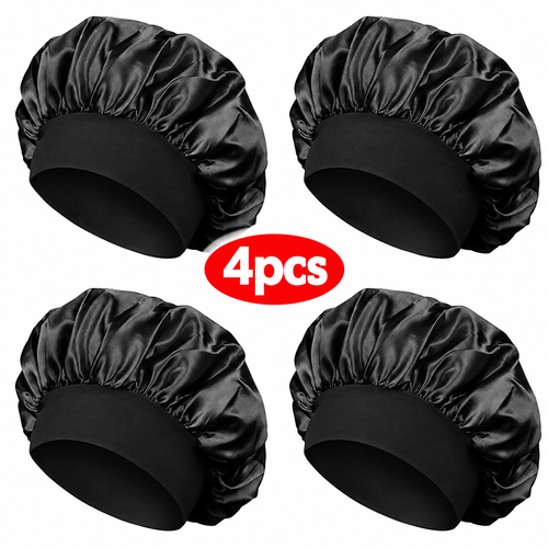 4pcs Bonnet for Men Hair Bonnet for Sleeping Double Layer Satin Bonnets for Black Women Curly Hair Braids men gifts Gift hats men Haircare bonnet silk