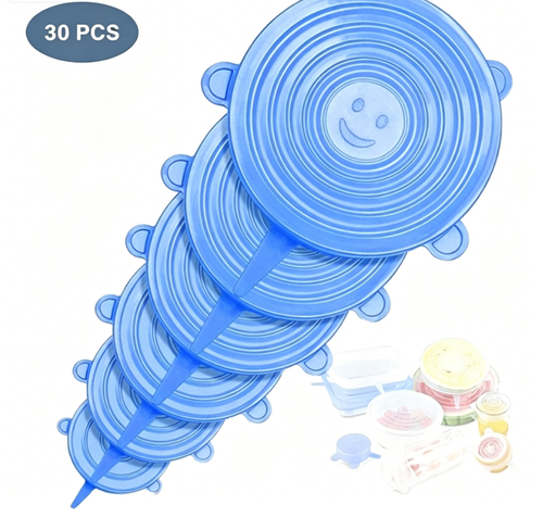 Five Sets Of Six Reusable Seal Stretch Covers Lids Food Grade Silicone Lid Tapas De Silicon Adjustable Keep Fresh Cup Lid