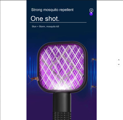 Small Electric Mosquito Killer 5 Layer Security Net Compact Portable USB Interface Electric Fly Swatter for Home Outdoor Camping Two Per Set