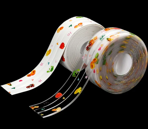 Durable PVC Sealing Tape Strip Waterproof Soundproof Mildew Proof Modern Bathroom Kitchen Corner Protective Sticker Screw,Fruit pattern