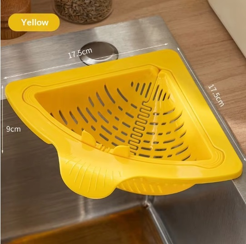 Triangular Drain Basket Magnetic Corner Sink Strainer with Twist-Open Bottom Automatic Dumping Storage Rack for Kitchen