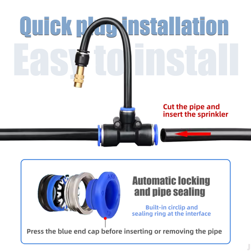 360° Rotating Integrated Automatic Watering Device 12mm Atomizing Irrigation System and Drip Irrigation Kit  features an adjustable hose for convenience and water efficiency.