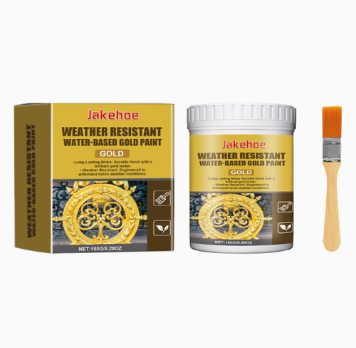 Jakehoe Weather-Resistant Water-Based Gold Paint – Durable Metallic Gold Finish for Outdoor Roman Columns and Gold Leaf Effects
