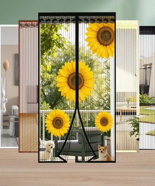 Magnetic Screen Door Reinforced Fiberglass Mesh Curtain Door Screen with Heavy Duty Mesh