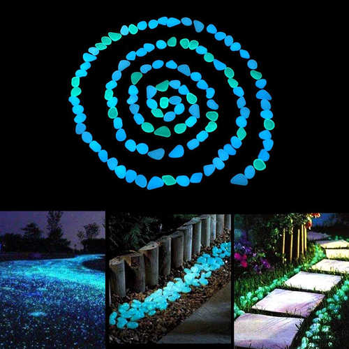 500PCS 1CM Blue Luminous Stone Garden Fish Tank Landscape Stone Decoration Horticultural Courtyard Luminous Pebble Dark Luminous Stone 500pcs