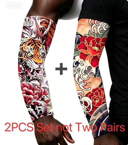 Summer Tattoo Arm Sleeves 2PCS Set Different Floral Designs Outdoor Breathable Seamless Sun Protection Sleeves Realistic Floral Arm Cover Sleeves